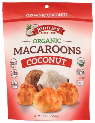 Jennies Organic Coconut Macaroons, 5.25oz | Dairy Free | Peanut Free | Gluten Free | Individually Wrapped