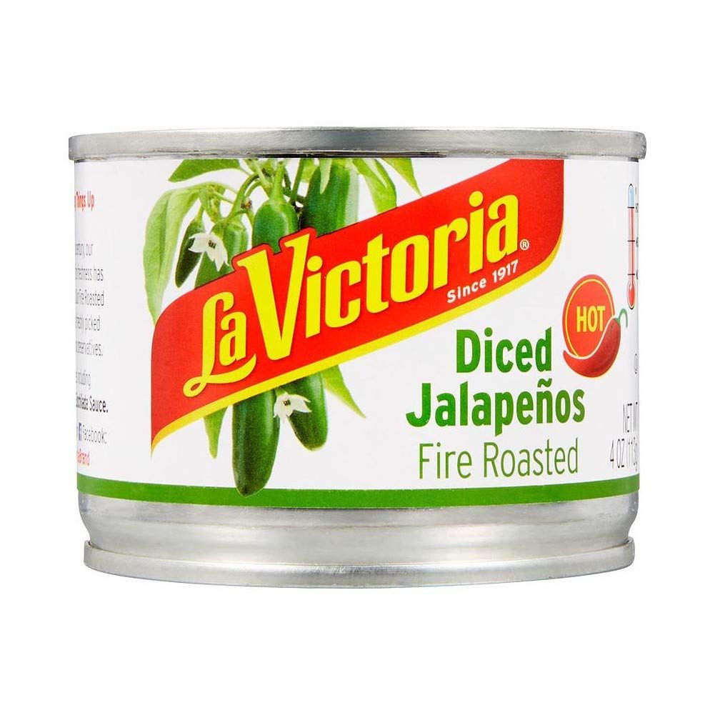 La Victoria Fire Roasted Diced Jalapeos Hot, 4 Ounce (Pack of 24)
