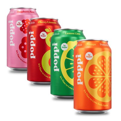 POPPI Sparkling Prebiotic Soda, Beverages w/Apple Cider Vinegar, Seltzer Water &amp; Fruit Juice, Trend Setters Variety, 12 oz (12 Pack) (Packaging may vary)