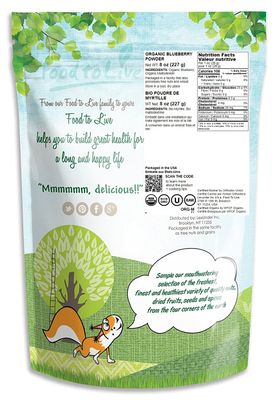 Food to Live Organic Blueberry Powder, 8 Ounces - Non-GMO, Unsulfured, Raw, Vegan, Bulk, Great for Juices, Smoothies, and Instant Breakfast Drinks, Contains Maltodextrin, No Sulphites