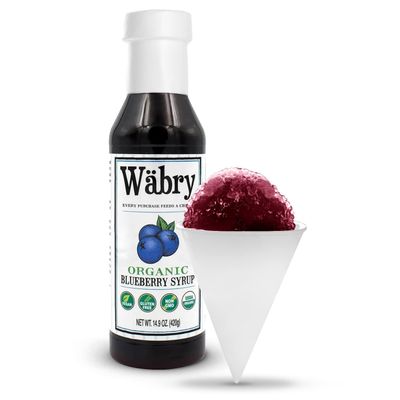 Wbry Blueberry Syrup - 14.9oz (420g), Natural Fruit Flavor Organic Snow Cone Syrup for Drizzling on Shaved Ice, Waffles, Ice Cream &amp; Lattes, Non-GMO, Dye-Free Vegan Syrups, 12 Servings Per Bottle