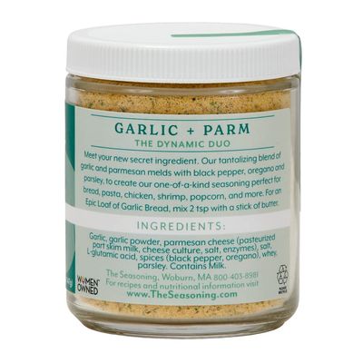The Seasoning by Victoria Gourmet (Everyday Garlic + Parm 5.2 oz.) Perfect for sprinkling over pasta, pizza, roasted vegetables, or even popcorn.