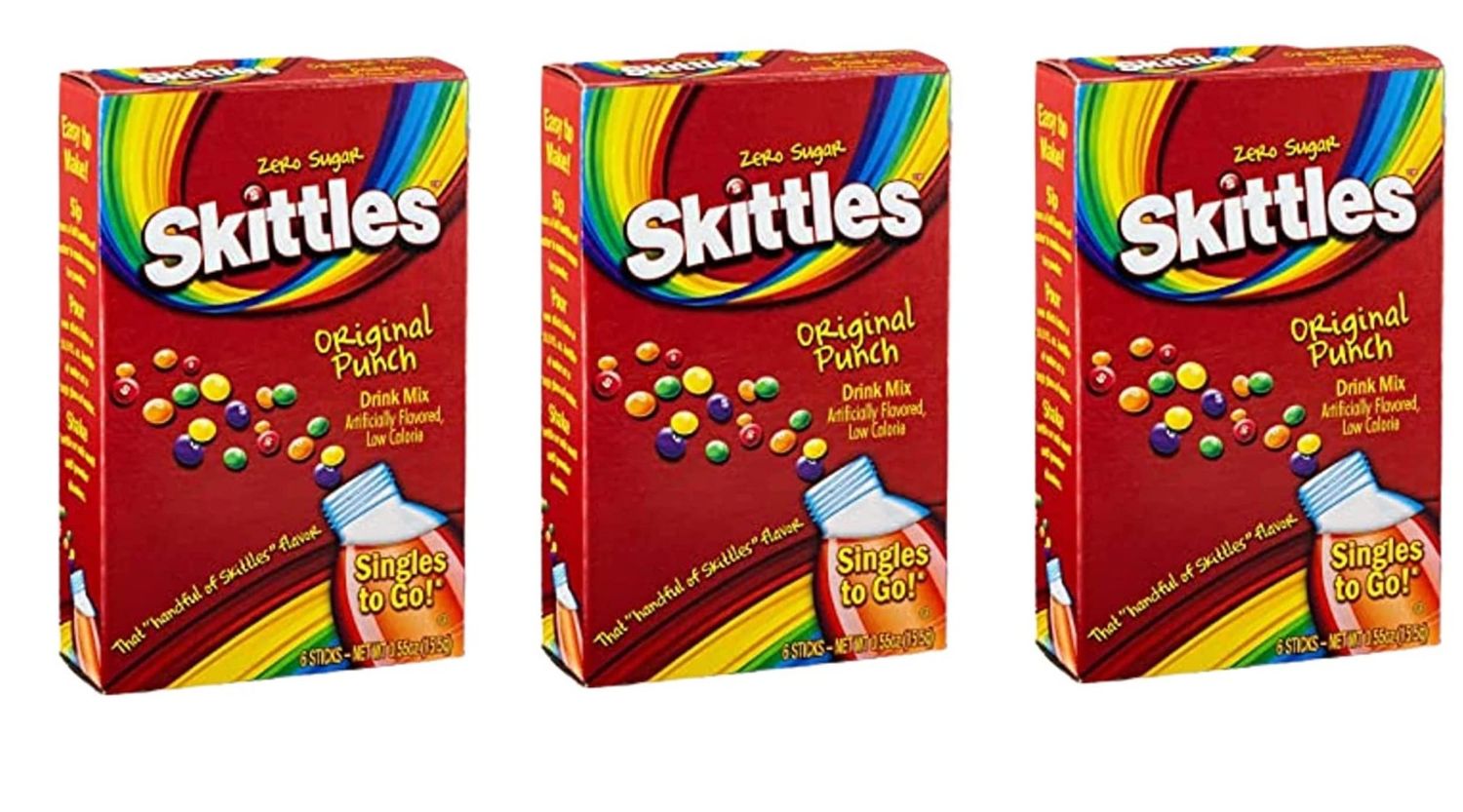 Skittles Original Punch Singles to Go Pack of 3(6 CT)