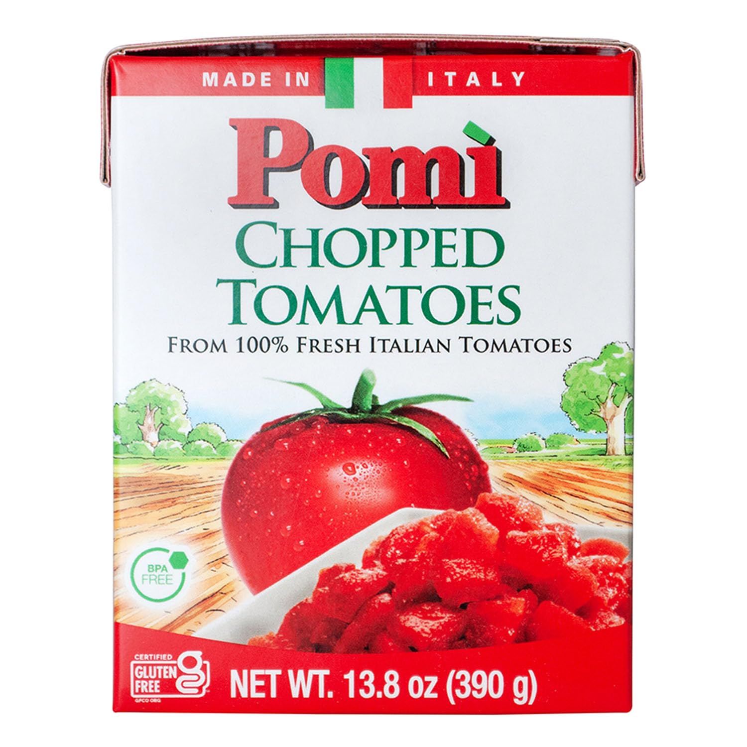 Pom Chopped Tomatoes - Italian Chopped Tomato Made from All Natural 100% Fresh Italian Tomatoes - No Additives or Preservatives - Crushed Tomatoes - Italian Tomatoes Crushed 13.8oz (Pack of 12)