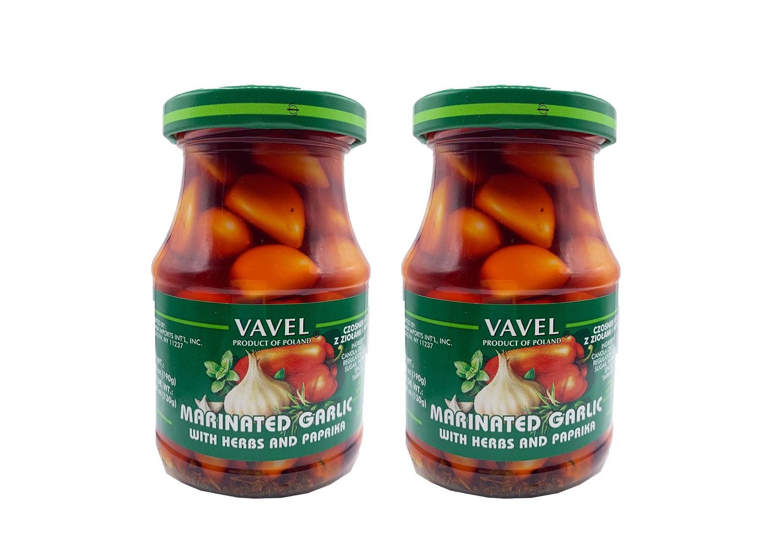 VAVEL Marinated Garlic with Herbs and Paprika 2 pack x 190 g (6.7 oz) Product of Poland.