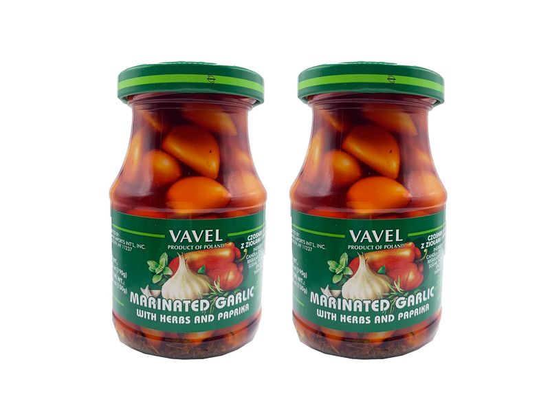VAVEL Marinated Garlic with Herbs and Paprika 2 pack x 190 g (6.7 oz) Product of Poland.
