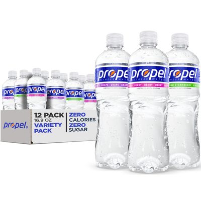 Propel, 3 Flavor Variety Pack, Zero Calorie Sports Drinking Water with Electrolytes and Vitamins C&amp;E, 16.9 Fl Oz (Pack of 12)