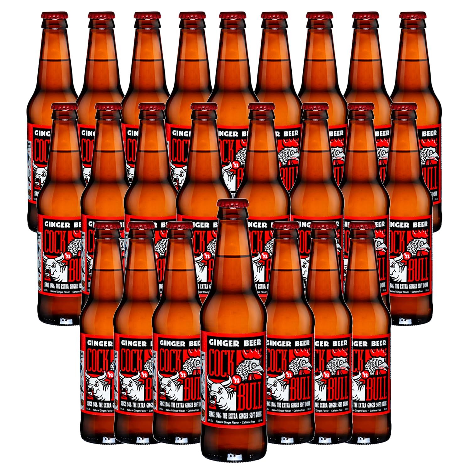 Cock n Bull Ginger Beer 24 Pack 12oz Soda Bottles - Ideal Mixer for Cocktails, Mocktails, and Bartenders - Premium Quality for Perfect Mixed Drinks - Refreshing Flavor Profile- Made In USA