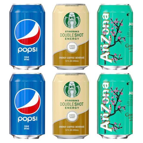 Skywin Silicone Can Sleeve - 6 Pack, 12oz (355ml) Can Cover can Hides Can by Disguising it as a Can of Soda (2 Brown, 2 Dark Blue, 2 Green)