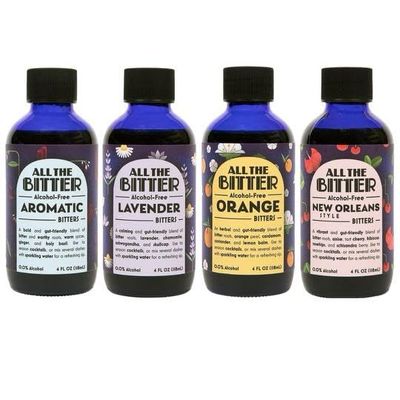 All The Bitter - The Bitter Bundle - 4 Non Alcoholic Bitters Gift Set - Zero Proof Bitters Cocktail Kit - Lavender, Aromatic, New Orleans, Orange Bitters - Drink Mixers for Cocktails, Bourbon, Whiskey