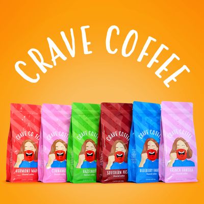Crave Beverages Flavored Ground Coffee Bag, Assorted Variety Pack - Flavorful and Fun Brew, Made with 100% Arabica Beans - Flavor Enhanced, 10 Oz, Pack of 6