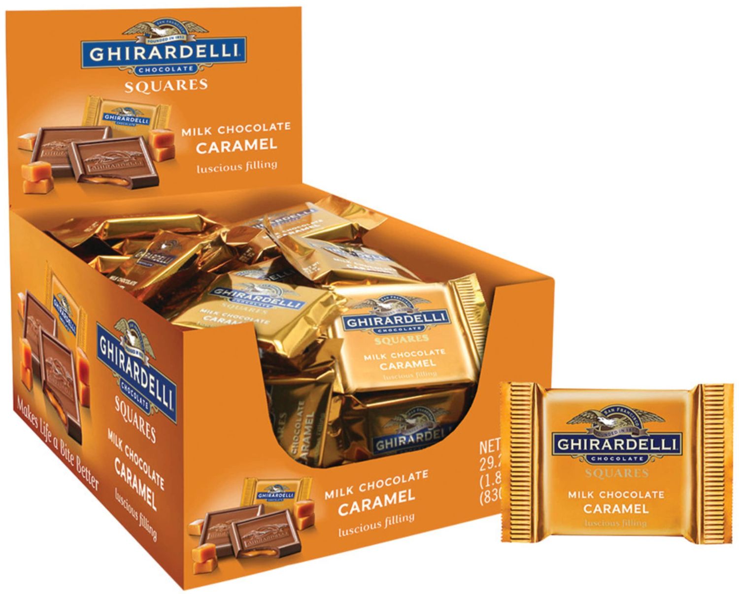 Ghirardelli Milk &amp; Caramel Chocolate Squares, 0.53 Ounce, 50 count
