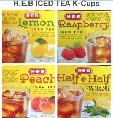 H.E.B Variety Iced Tea (Half and Half Iced Tea &amp; Lemonade; Raspberry Iced Tea; Lemon Iced Tea; Peach Iced Tea) 48 counts