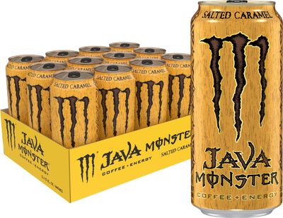 Monster Energy Java Monster Salted Caramel, Coffee + Energy Drink, 15 Fl Oz (Pack of 12)