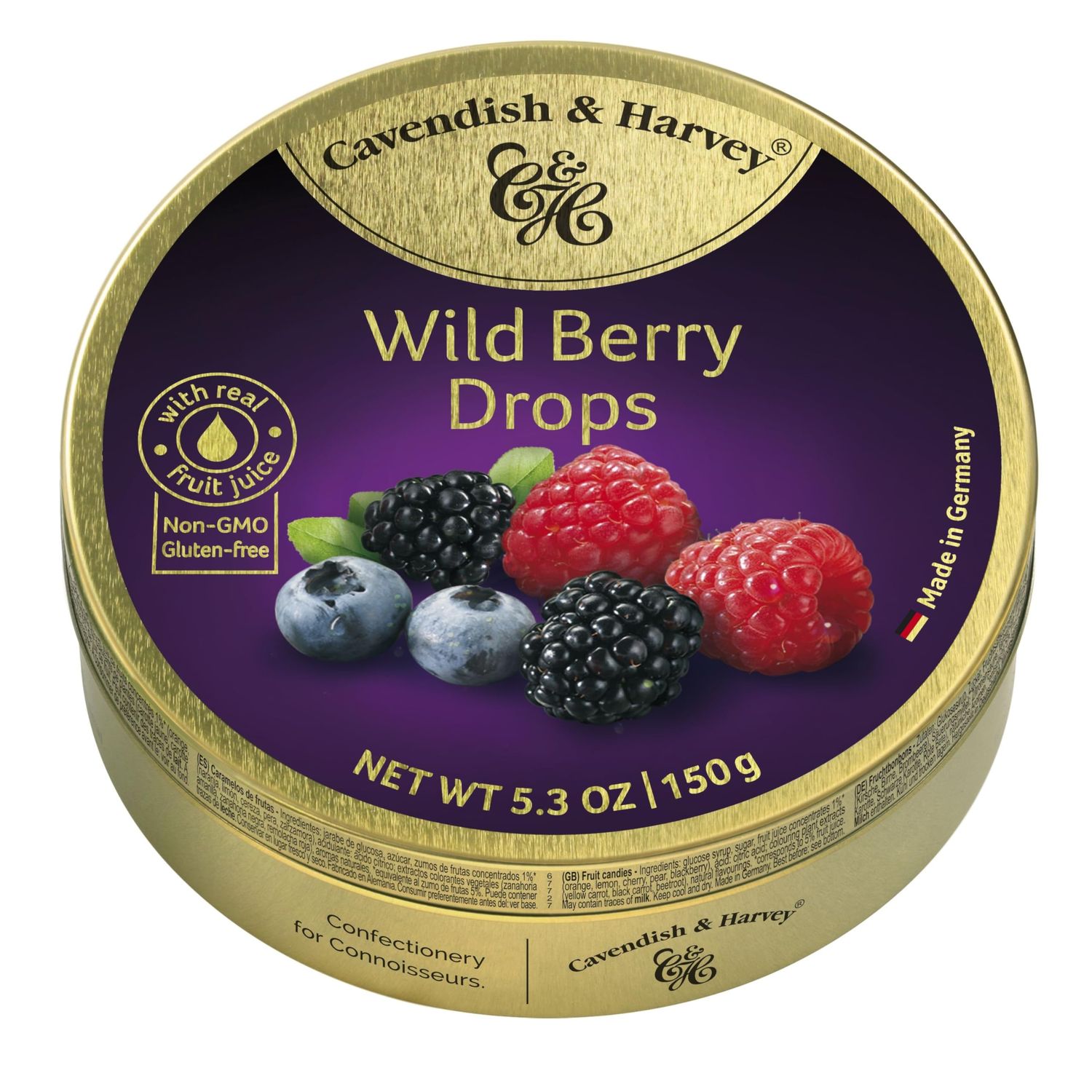 Cavendish &amp; Harvey | Wild Berry Hard Candy Drops | 5.3 Ounce Tin - 3 Pack