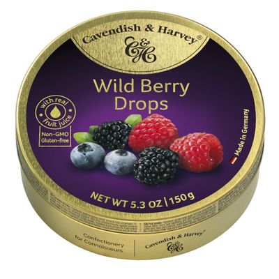 Cavendish &amp; Harvey | Wild Berry Hard Candy Drops | 5.3 Ounce Tin - 3 Pack