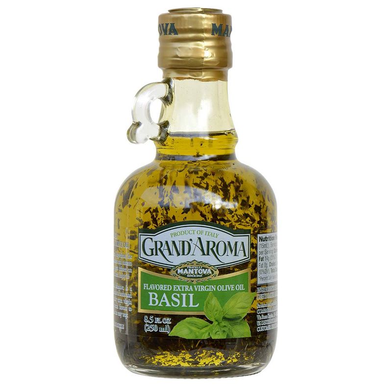 Mantova Grand&#39;Aroma Basil Flavored Extra Virgin Olive Oil, 8.5 Fl. oz. (Pack of 1)