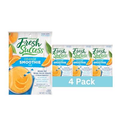 Concord Foods Orange Smoothie Mix - Citrus Flavor with No Artificial Flavors, Colors, or Preservatives - Ideal for Fresh Fruit Smoothies - 2 oz Pouch for Healthy Smoothies Pack of 4