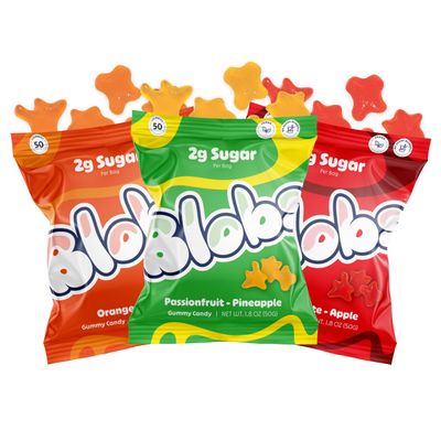 Blobs Gummy Candy - Low Sugar Healthy Gummies - Low Net Carb &amp; Low Calorie - No Sugar Alcohols, Vegan, Gluten Free - Variety Snack Pack for Kids &amp; Adults (Pack of 6)