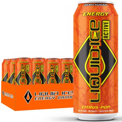 Liquid Ice Energy Drink - Citrus Pop (16 Fl Oz, 12 Count)
