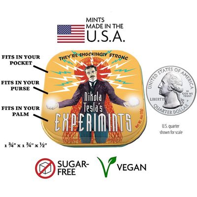 The Unemployed Philosophers Guild Nikola Tesla ExperiMints Breath Mints - 1 Tin, Net Wt .4oz (12g)