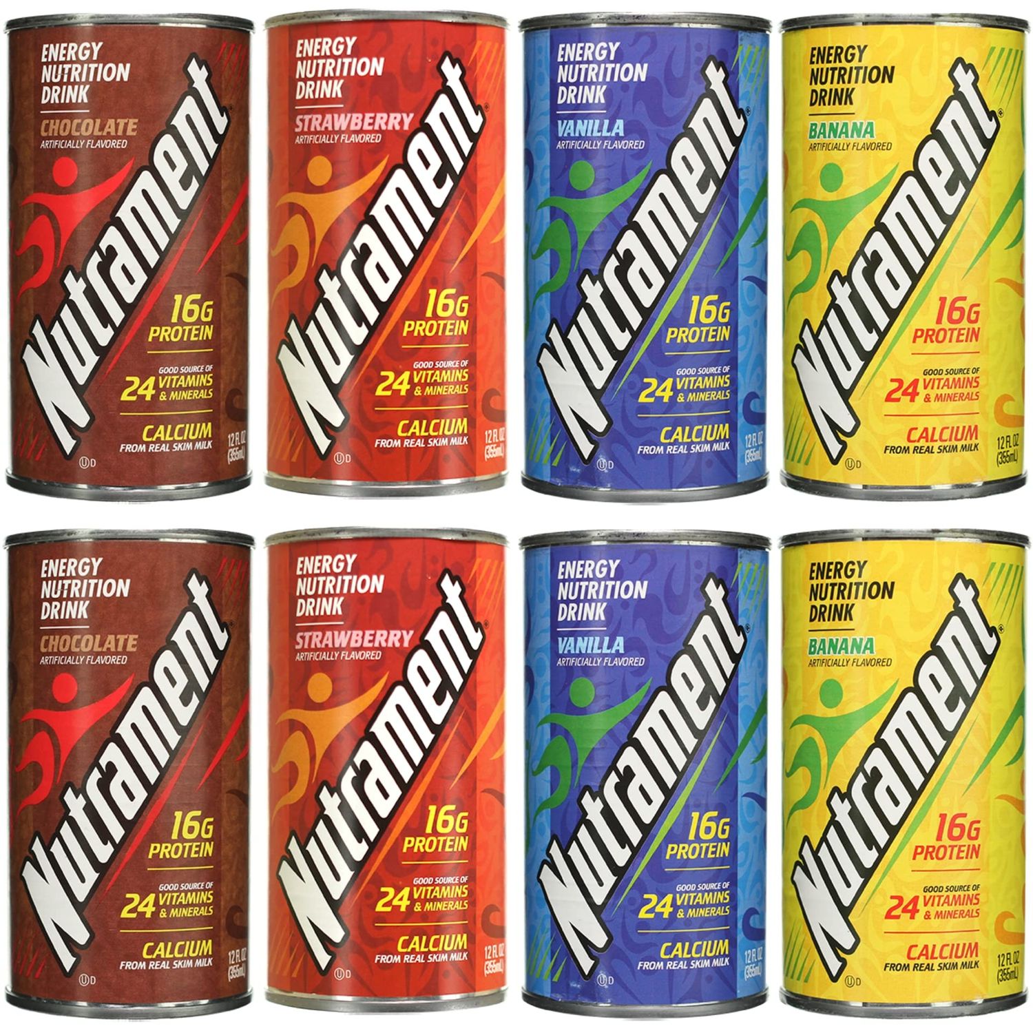 Nutrament Nutritional Drink, Meal Replacement, Energy Nutrition drink, 4 Flavor Variety Pack, 12 Ounce (Pack of 8)