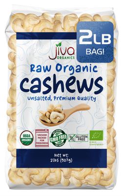 Jiva Organics Raw Organic Cashews (Whole) 2 Pound Bag