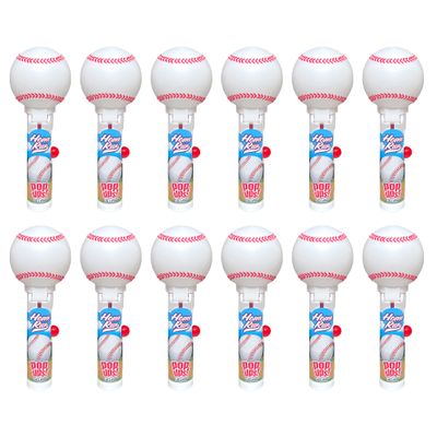 Pop Ups! Baseball Lollipop Holder - 12 Lollipops with Cases - Individually Wrapped Candy Party Favors - Baseball Candy - Bulk Set of 12
