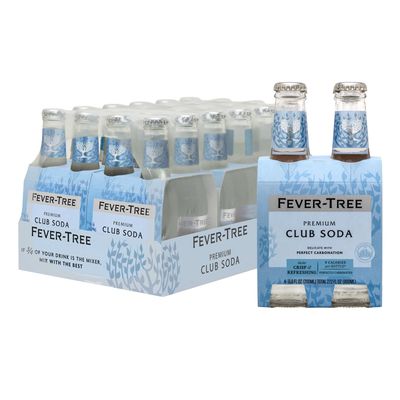 Fever Tree Club Soda - Premium Quality Mixer - Refreshing Beverage for Cocktails &amp; Mocktails. Naturally Sourced Ingredients, No Artificial Sweeteners or Colors - 200 ML Bottles - Pack of 24