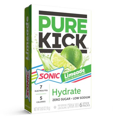 PURE KICK Hydration Singles to Go Drink Mix, Sonic Limeade, Includes 12 Boxes with 6 Packets in Each Box, 72 Total Packets