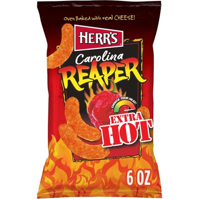 Herr's Snacks - Gluten-Free Spicy Snacks For Adults and Kids - Carolina Reaper Cheese Curls - 6 Ounce (Pack of 6)