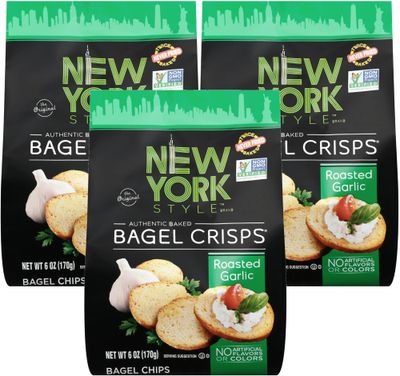 New York Style Garlic Bagel Crisps, 7.2 oz (Pack of 3)