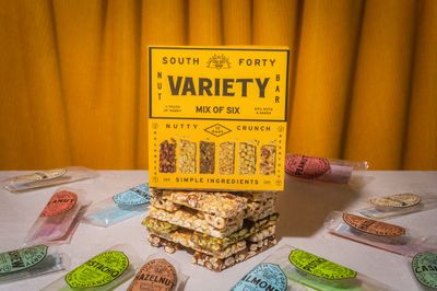 South 40 Snacks Mix of 6 Nut Bars, Extra Crunchy and Simple Nut Snack Bar, Nuts and Honey, Healthy Sweet Nut Clusters, Individually Wrapped Mediterranean Snacks, Natural Protein (40g Bar, Pack of 12)