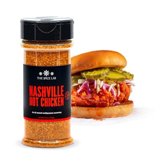 The Spice Lab Nashville Hot Chicken Seasoning - All Purpose Spicy Dry Rub for Chicken Wing Dust Seasoning - Gluten Free &amp; Kosher Southern Flavor - 6.5 oz Shaker - 7106
