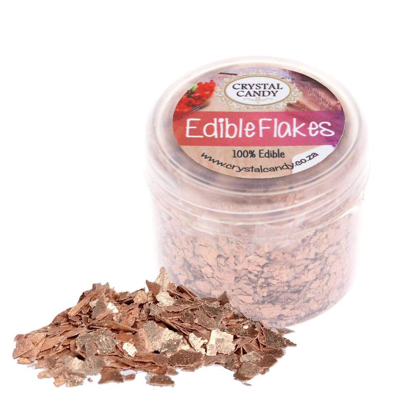 Crystal Candy Edible Flakes - 6g Edible Flakes for Cakes, Desserts, Food - Food-Grade Foil Flakes for Decorating Cakes, Cookies, Candies - Sequin Effect - Intense Color and Shine - Rose Gold