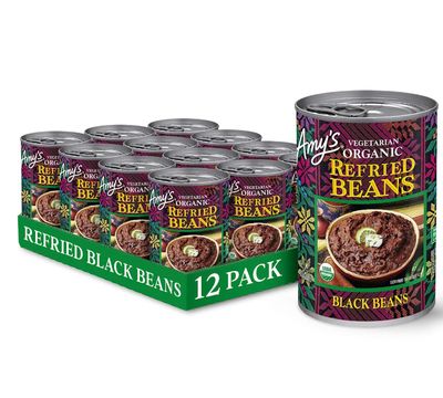 Amy&#39;s Refried Black Beans, Gluten Free, Organic &amp; Vegetarian, Canned, 15.4 Ounce (Pack of 12)