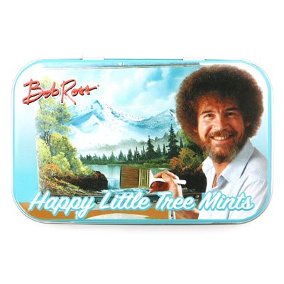Bob Ross Happy Little Tree Mints Tin Candy (2 Pack) Peppermint Flavor Gift Stuffer with 2 GosuToys Stickers