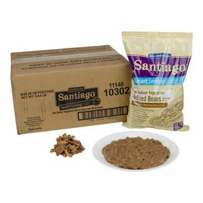 Santaigo Whole Vegetarian Refried Beans - 26.25 oz. pouch, 6 pouches per case