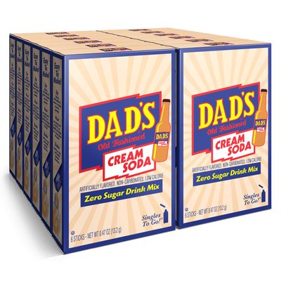 Dad&#39;s Old Fashioned Cream Soda Singles To Go Sugar Free Powder Drink Mix 6 Sticks Per Box 12 Boxes (72 Total Sticks)