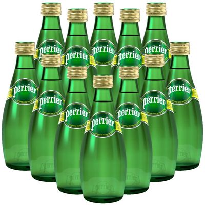 Sipbox Perrier Sparkling Mineral Water 11 Oz Glass Bottles Natural Mineral Water from South of France 12 Pack