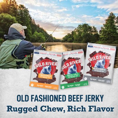 Wild River Beef Jerky Variety Pack, Old Fashioned Beef Jerky, Gluten Free - 2 Green Chile, Black Pepper, Original - Perfect Hunting Trip Meat Snack, Made with 100% Beef, 3.5 Ounce (Pack of 4)