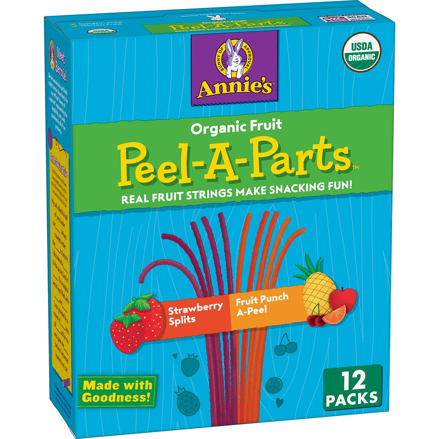 Annie&#39;s Organic Fruit Peel-A-Parts Fruit Flavored Snacks, Strawberry and Fruit Punch, 12 Count, Variety Pack, Stocking Stuffer, 6.7 oz