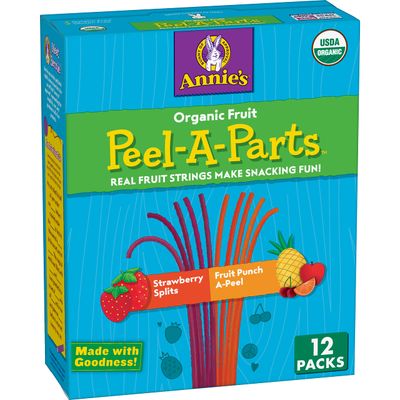 Annie&#39;s Organic Fruit Peel-A-Parts Fruit Flavored Snacks, Strawberry and Fruit Punch, 12 Count, Variety Pack, Stocking Stuffer, 6.7 oz