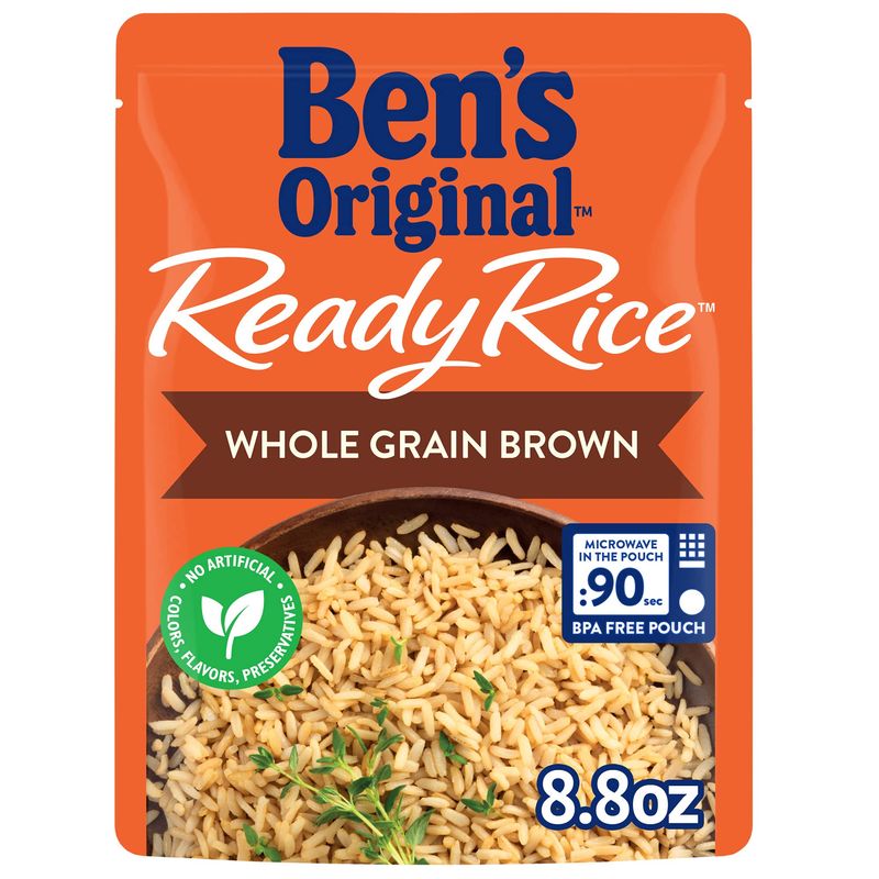 BEN&#39;S ORIGINAL Ready Rice Whole Grain Brown Rice, Easy Dinner Side, 8.8 OZ Pouch (Pack of 12)