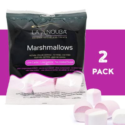 La Nouba Sugar-Free Marshmallows - 2 Value Packs - 2.7 oz. Each - Low Calorie, Low Carb, Fat-Free and Gluten Free Snack - Traditional Delicious Taste - All Natural and Healthy Marshmallows