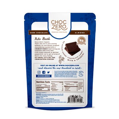 ChocZero Dark Chocolate with Almonds Sea Salt Keto Bark, 6 Ounce (Pack of 1)