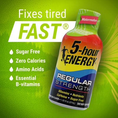 5-hour ENERGY Shot, Regular Strength, Watermelon, 1.93 Ounce, 24 count