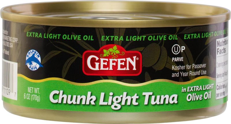 Gefen Chunk Light Tuna in Extra Light Olive Oil, 6oz (12 Pack) | Low Fat | Kosher for Passover | Value Pack