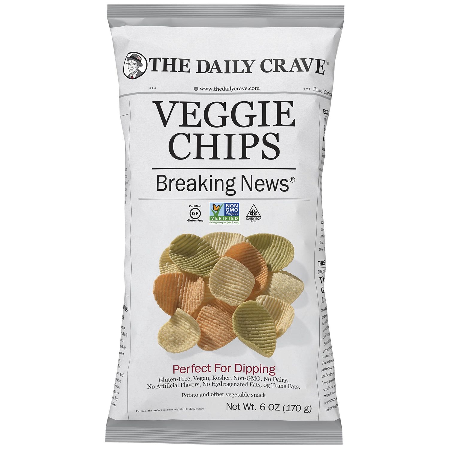 The Daily Crave Veggie Chips, 6 Oz (Pack Of 8) Veggie Crisps, Kosher, Crunchy, Vegan