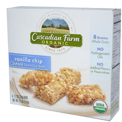 Cascadian Farm, Organic Chewy Granola Bars, Vanilla Chip, 6 Bars, 1.2 oz pack of 2